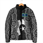 Torres Strait Islander Padded Jacket Flag Feather Headdress Indigenous Dotwork Tribal Art