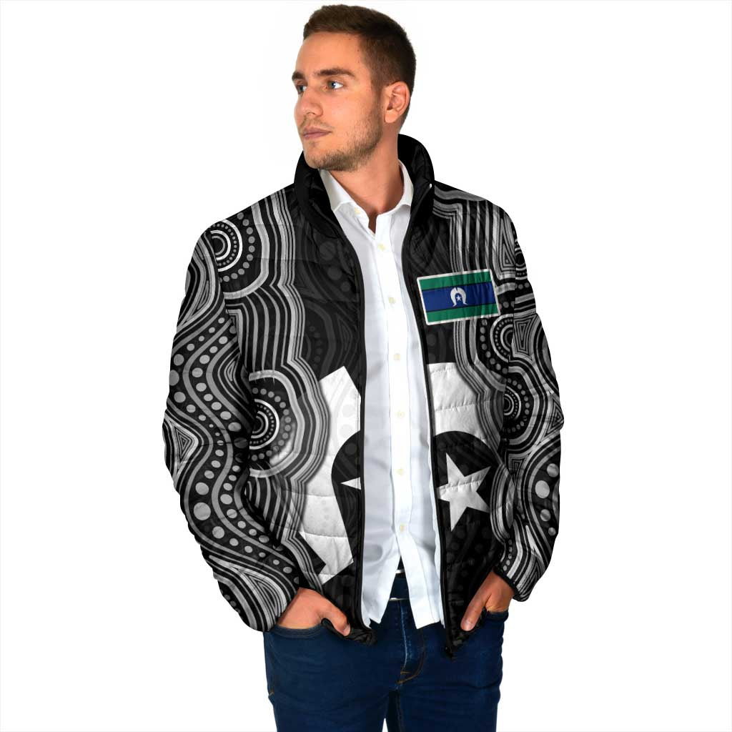 Torres Strait Islander Padded Jacket Flag Feather Headdress Indigenous Dotwork Tribal Art