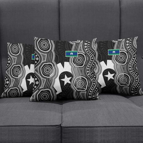 Torres Strait Islander Pillow Cover Flag Feather Headdress Indigenous Dotwork Tribal Art