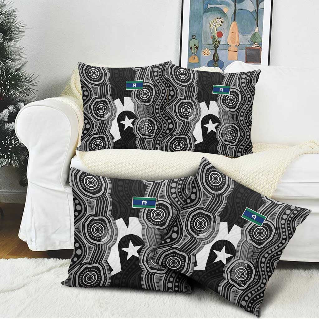 Torres Strait Islander Pillow Cover Flag Feather Headdress Indigenous Dotwork Tribal Art