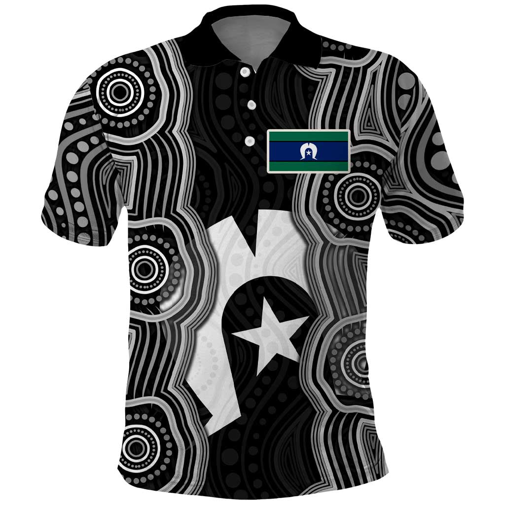 Torres Strait Islander Polo Shirt Flag Feather Headdress Indigenous Dotwork Tribal Art