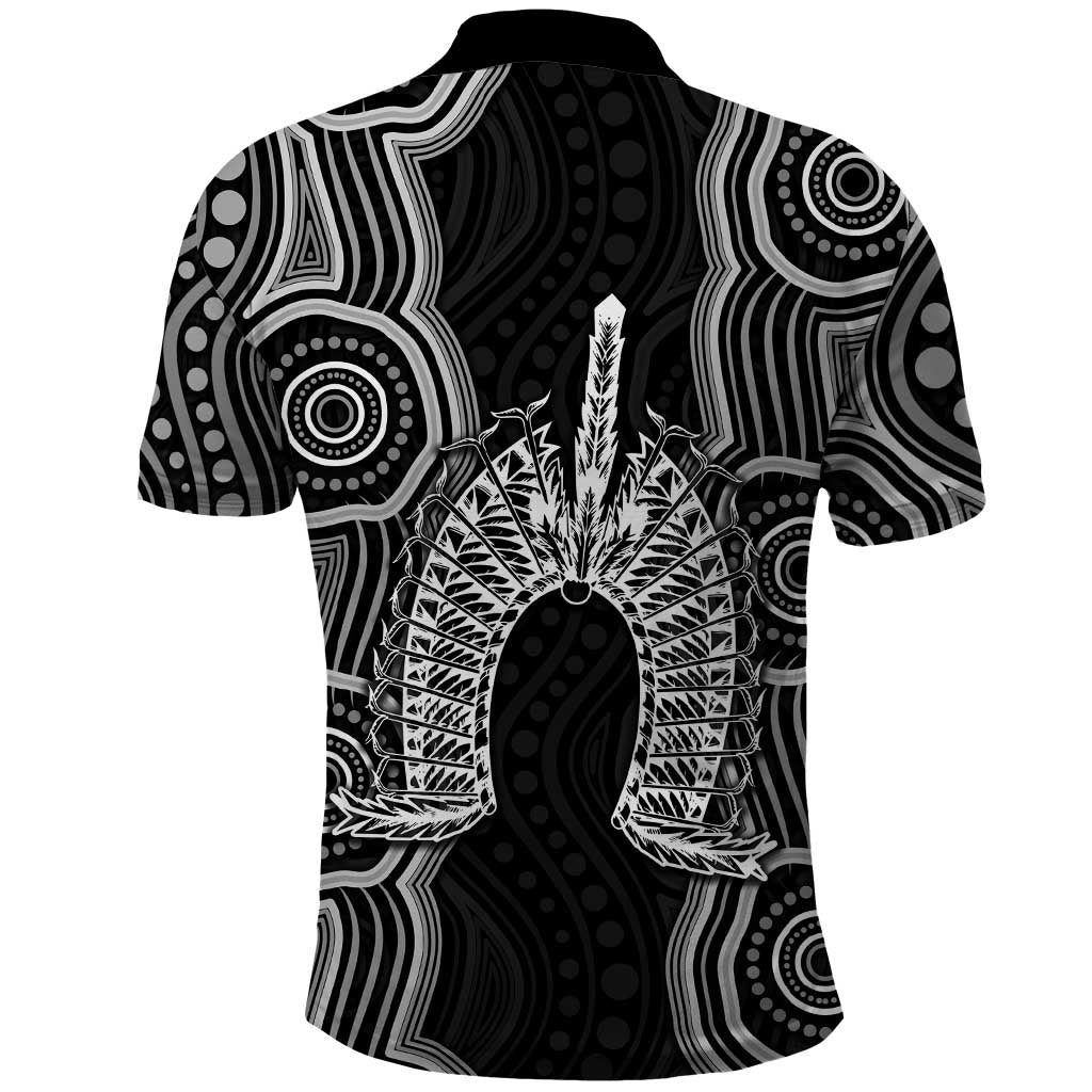 Torres Strait Islander Polo Shirt Flag Feather Headdress Indigenous Dotwork Tribal Art