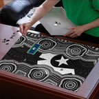 Torres Strait Islander Puzzle Flag Feather Headdress Indigenous Dotwork Tribal Art