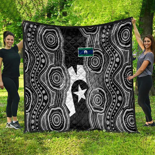 Torres Strait Islander Quilt Flag Feather Headdress Indigenous Dotwork Tribal Art