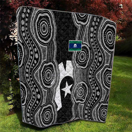 Torres Strait Islander Quilt Flag Feather Headdress Indigenous Dotwork Tribal Art