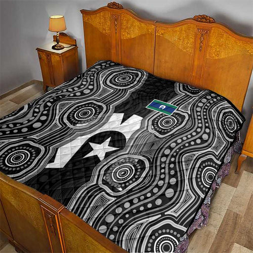 Torres Strait Islander Quilt Flag Feather Headdress Indigenous Dotwork Tribal Art