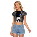 Torres Strait Islander Raglan Cropped T Shirt Flag Feather Headdress Indigenous Dotwork Tribal Art