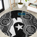 Torres Strait Islander Round Carpet Flag Feather Headdress Indigenous Dotwork Tribal Art