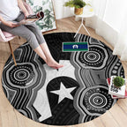 Torres Strait Islander Round Carpet Flag Feather Headdress Indigenous Dotwork Tribal Art