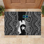 Torres Strait Islander Rubber Doormat Flag Feather Headdress Indigenous Dotwork Tribal Art