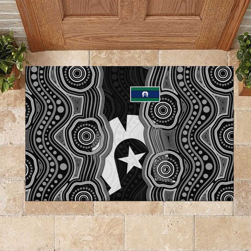 Torres Strait Islander Rubber Doormat Flag Feather Headdress Indigenous Dotwork Tribal Art