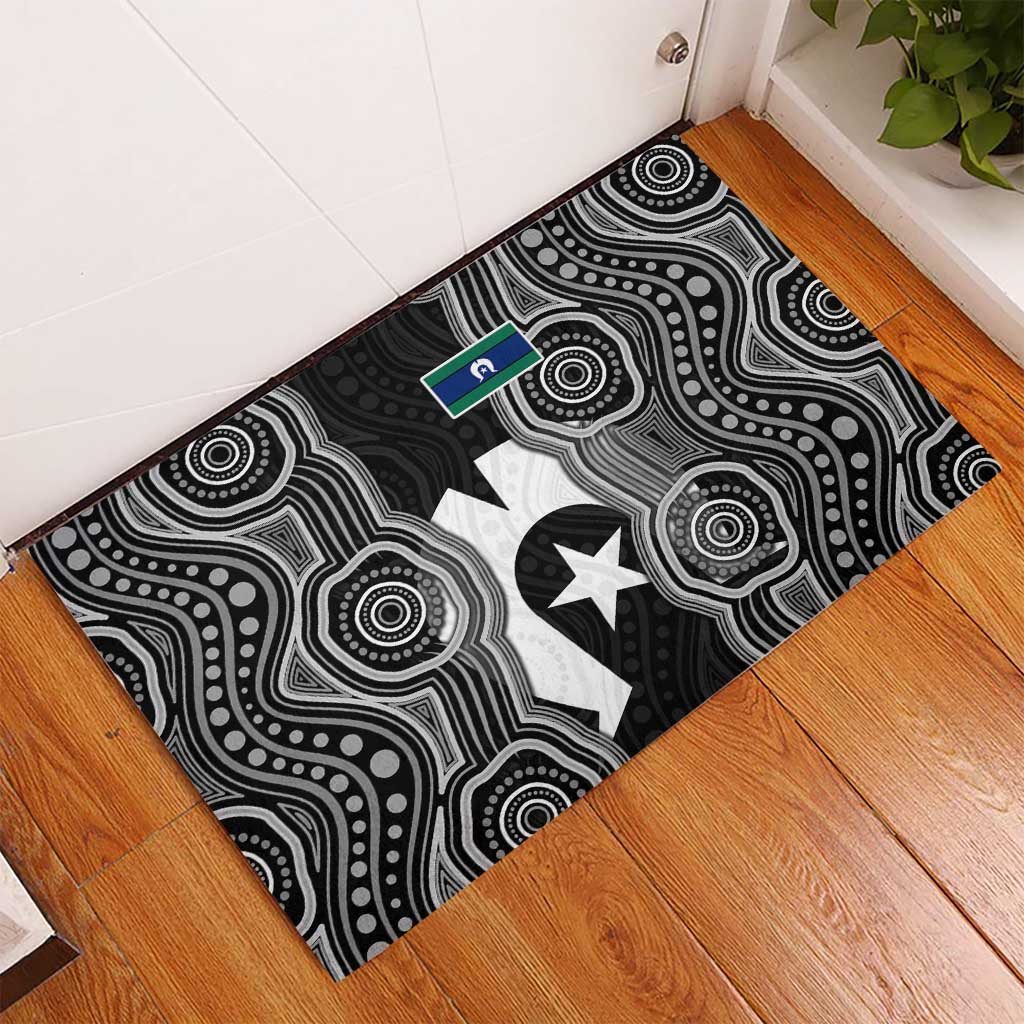 Torres Strait Islander Rubber Doormat Flag Feather Headdress Indigenous Dotwork Tribal Art
