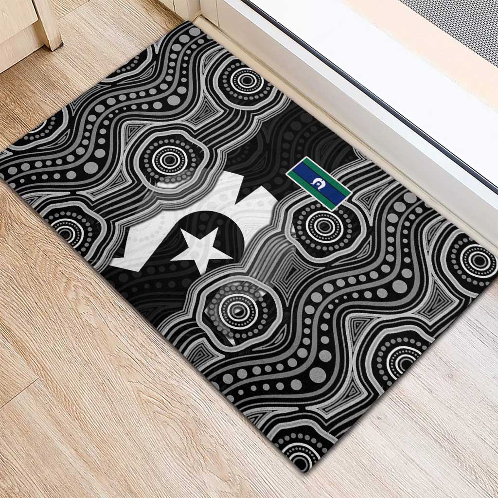 Torres Strait Islander Rubber Doormat Flag Feather Headdress Indigenous Dotwork Tribal Art
