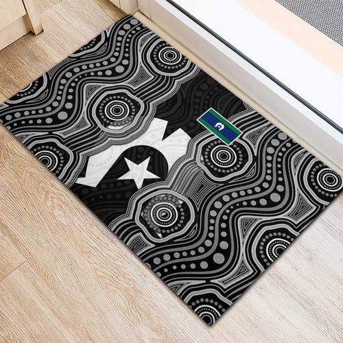 Torres Strait Islander Rubber Doormat Flag Feather Headdress Indigenous Dotwork Tribal Art