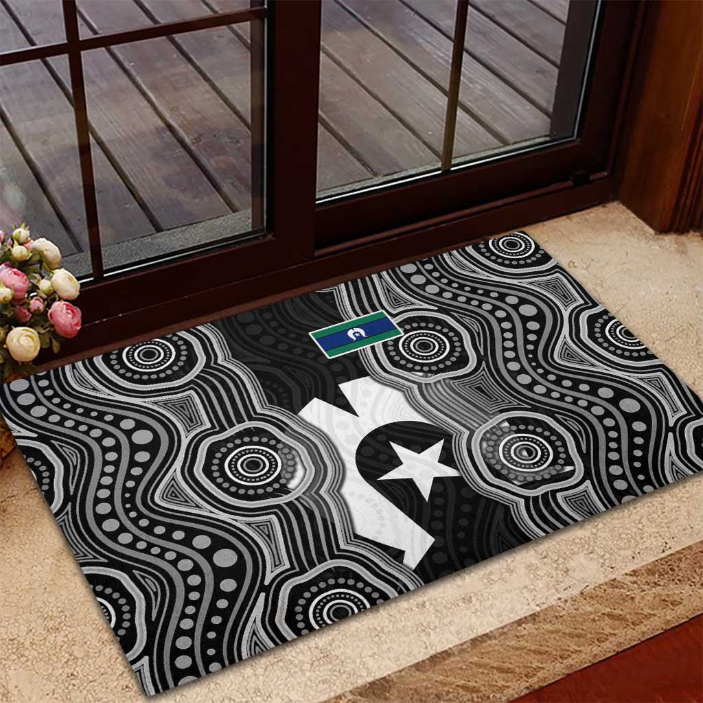 Torres Strait Islander Rubber Doormat Flag Feather Headdress Indigenous Dotwork Tribal Art