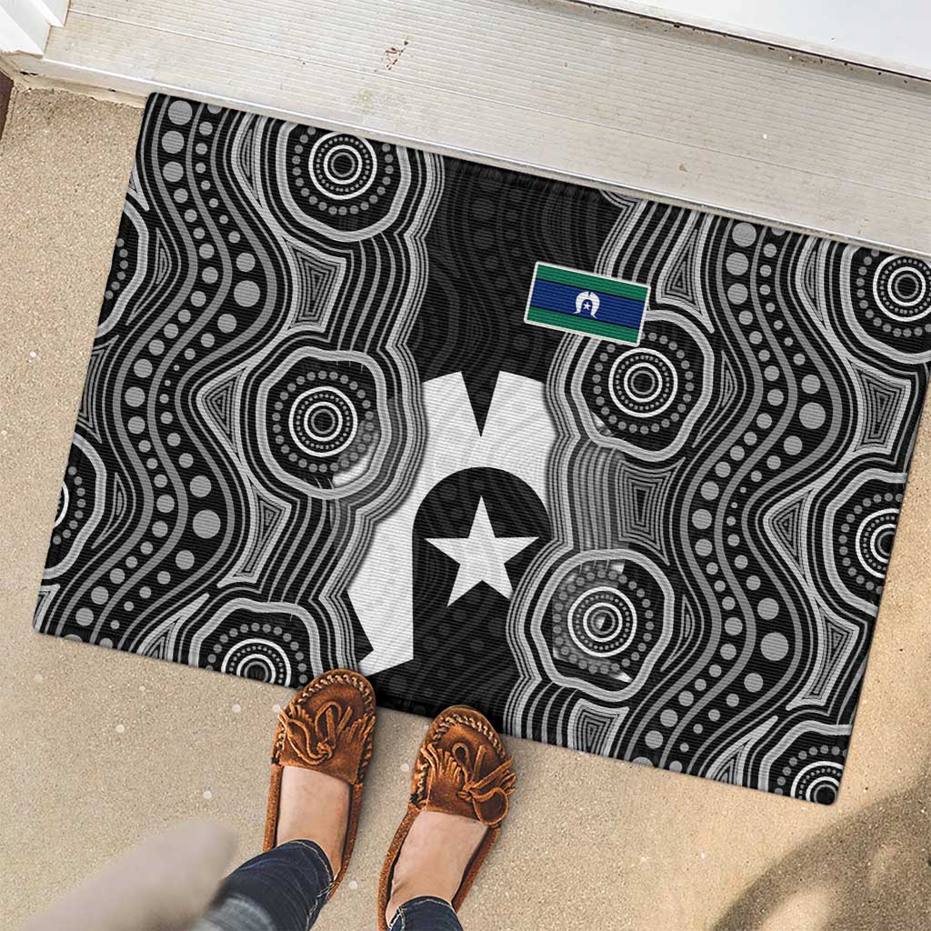 Torres Strait Islander Rubber Doormat Flag Feather Headdress Indigenous Dotwork Tribal Art