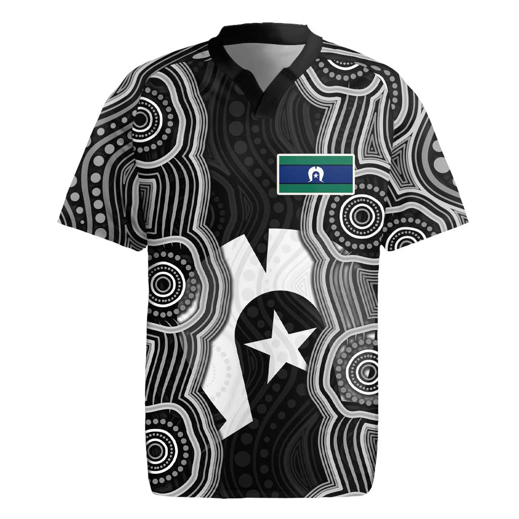 Torres Strait Islander Rugby Jersey Flag Feather Headdress Indigenous Dotwork Tribal Art