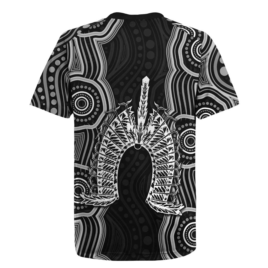 Torres Strait Islander Rugby Jersey Flag Feather Headdress Indigenous Dotwork Tribal Art