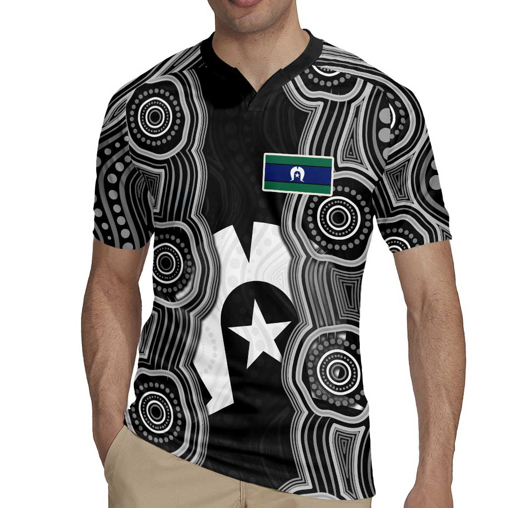 Torres Strait Islander Rugby Jersey Flag Feather Headdress Indigenous Dotwork Tribal Art