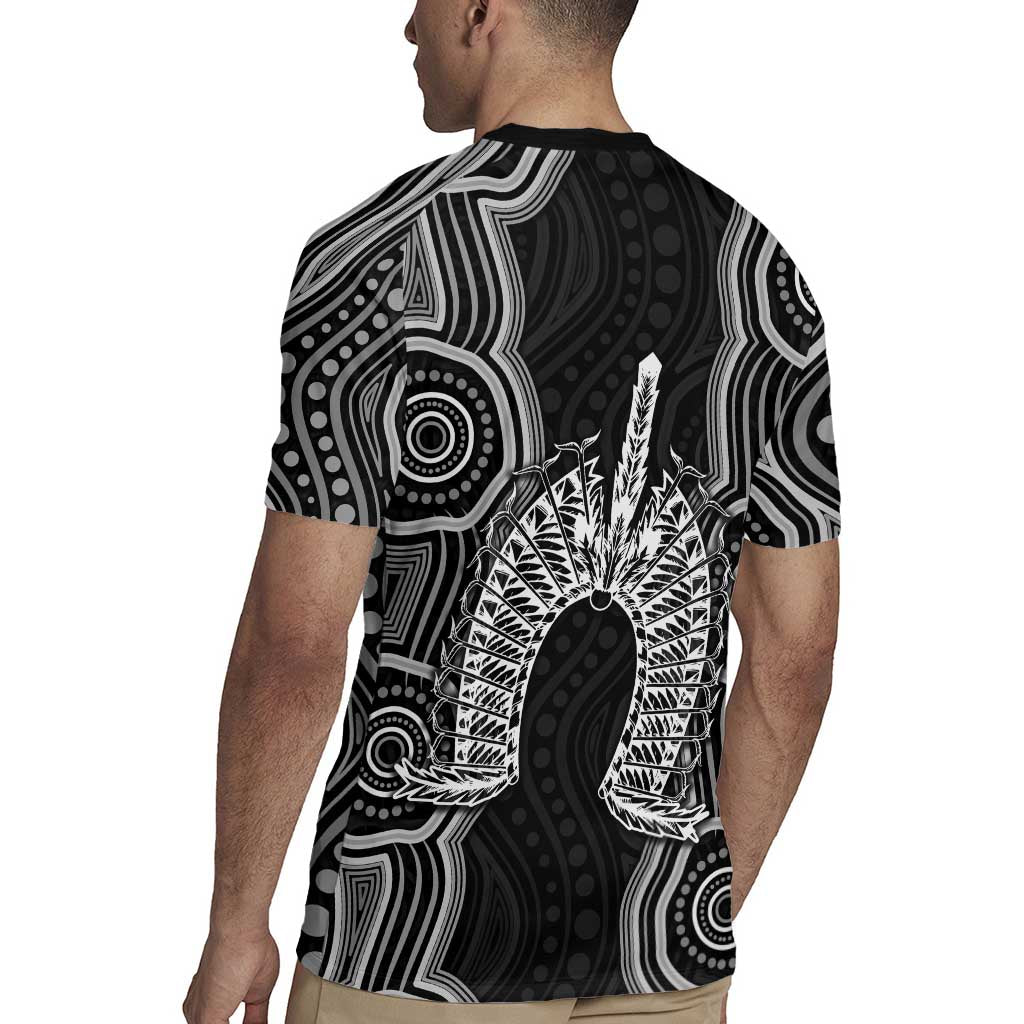 Torres Strait Islander Rugby Jersey Flag Feather Headdress Indigenous Dotwork Tribal Art