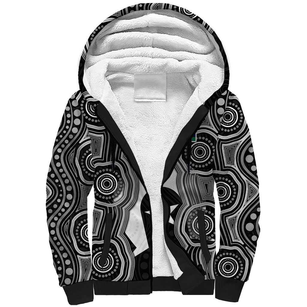Torres Strait Islander Sherpa Hoodie Flag Feather Headdress Indigenous Dotwork Tribal Art