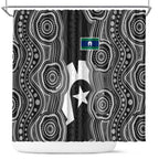 Torres Strait Islander Shower Curtain Flag Feather Headdress Indigenous Dotwork Tribal Art