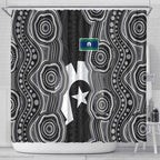 Torres Strait Islander Shower Curtain Flag Feather Headdress Indigenous Dotwork Tribal Art