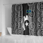Torres Strait Islander Shower Curtain Flag Feather Headdress Indigenous Dotwork Tribal Art