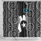 Torres Strait Islander Shower Curtain Flag Feather Headdress Indigenous Dotwork Tribal Art