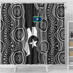 Torres Strait Islander Shower Curtain Flag Feather Headdress Indigenous Dotwork Tribal Art