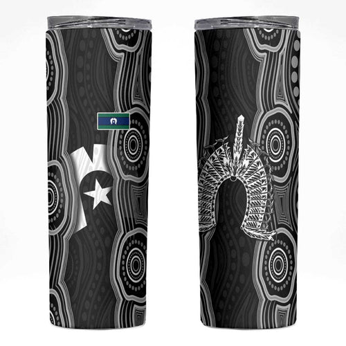 Torres Strait Islander Skinny Tumbler Flag Feather Headdress Indigenous Dotwork Tribal Art
