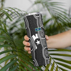 Torres Strait Islander Skinny Tumbler Flag Feather Headdress Indigenous Dotwork Tribal Art
