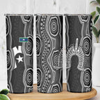 Torres Strait Islander Skinny Tumbler Flag Feather Headdress Indigenous Dotwork Tribal Art