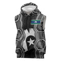 Torres Strait Islander Sleeveless Hoodie Flag Feather Headdress Indigenous Dotwork Tribal Art