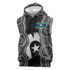 Torres Strait Islander Sleeveless Hoodie Flag Feather Headdress Indigenous Dotwork Tribal Art