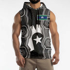 Torres Strait Islander Sleeveless Hoodie Flag Feather Headdress Indigenous Dotwork Tribal Art