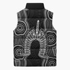 Torres Strait Islander Sleeveless Puffer Jacket Flag Feather Headdress Indigenous Dotwork Tribal Art