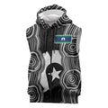 Torres Strait Islander Sleeveless Zip Hoodie Flag Feather Headdress Indigenous Dotwork Tribal Art