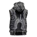 Torres Strait Islander Sleeveless Zip Hoodie Flag Feather Headdress Indigenous Dotwork Tribal Art