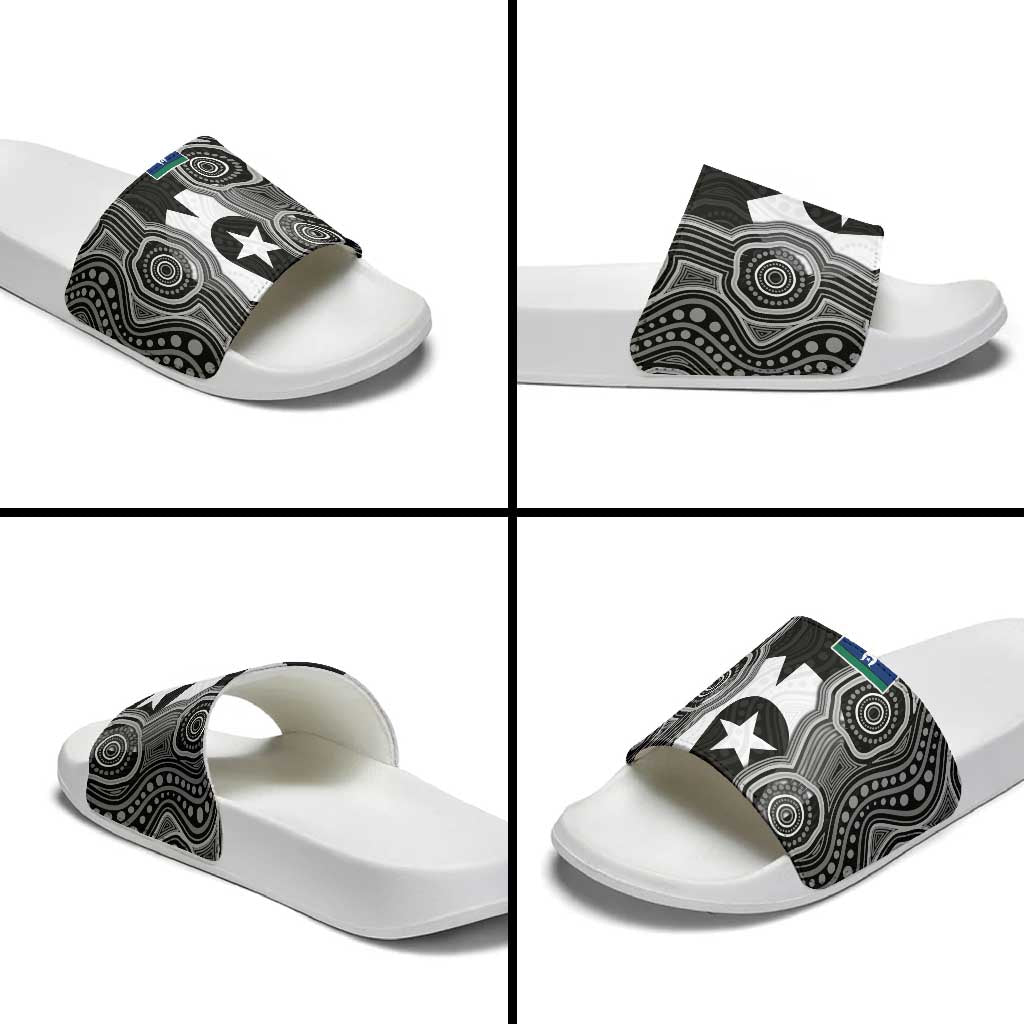 Torres Strait Islander Slide Sandals Flag Feather Headdress Indigenous Dotwork Tribal Art