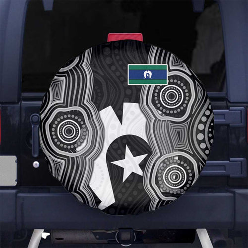 Torres Strait Islander Spare Tire Cover Flag Feather Headdress Indigenous Dotwork Tribal Art