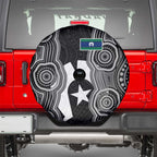 Torres Strait Islander Spare Tire Cover Flag Feather Headdress Indigenous Dotwork Tribal Art