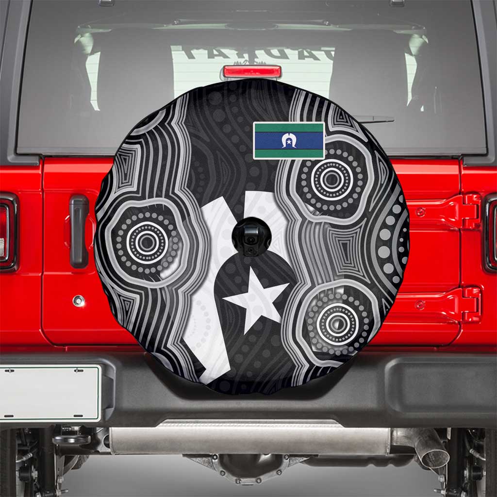 Torres Strait Islander Spare Tire Cover Flag Feather Headdress Indigenous Dotwork Tribal Art