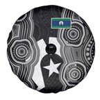 Torres Strait Islander Spare Tire Cover Flag Feather Headdress Indigenous Dotwork Tribal Art