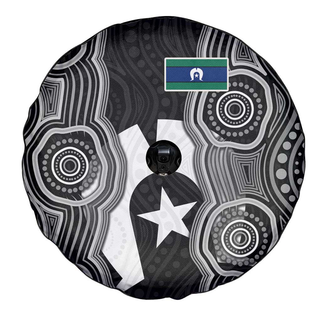 Torres Strait Islander Spare Tire Cover Flag Feather Headdress Indigenous Dotwork Tribal Art