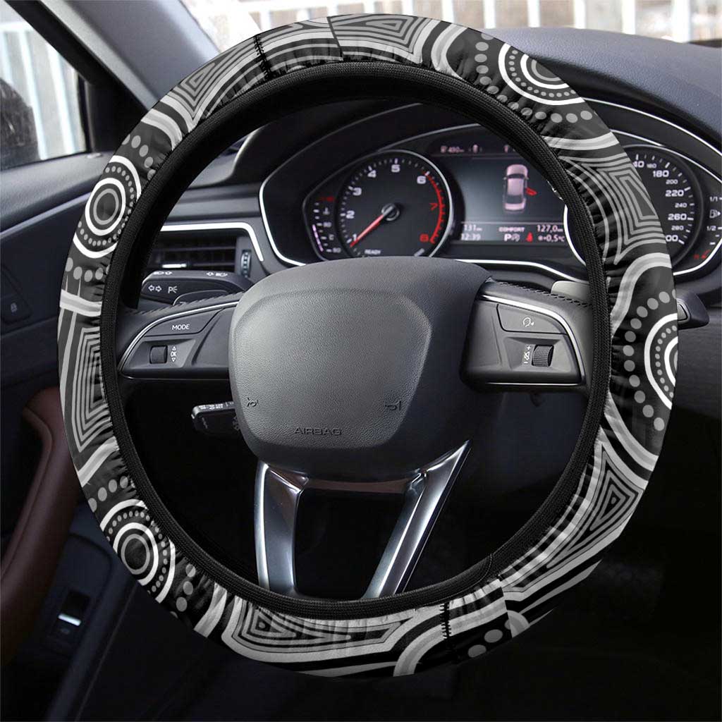 Torres Strait Islander Steering Wheel Cover Flag Feather Headdress Indigenous Dotwork Tribal Art