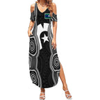 Torres Strait Islander Summer Maxi Dress Flag Feather Headdress Indigenous Dotwork Tribal Art