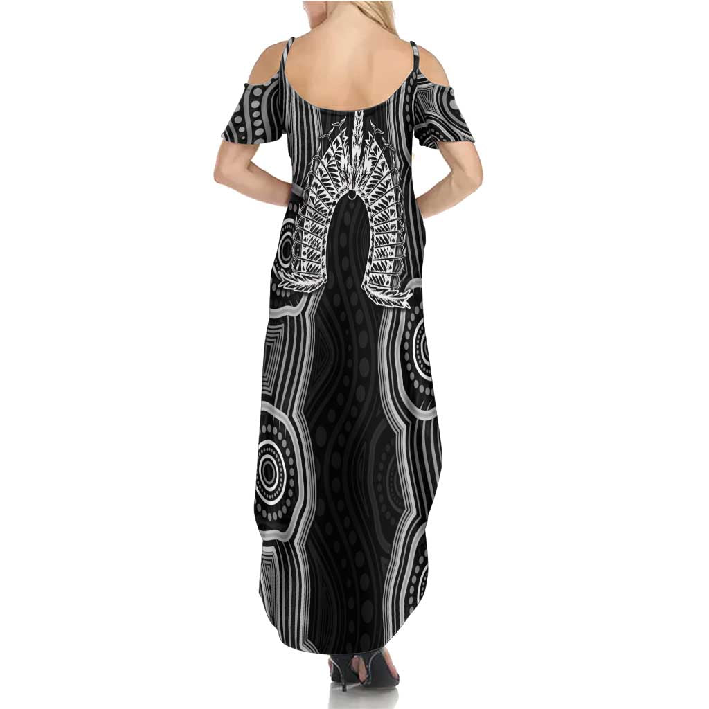 Torres Strait Islander Summer Maxi Dress Flag Feather Headdress Indigenous Dotwork Tribal Art