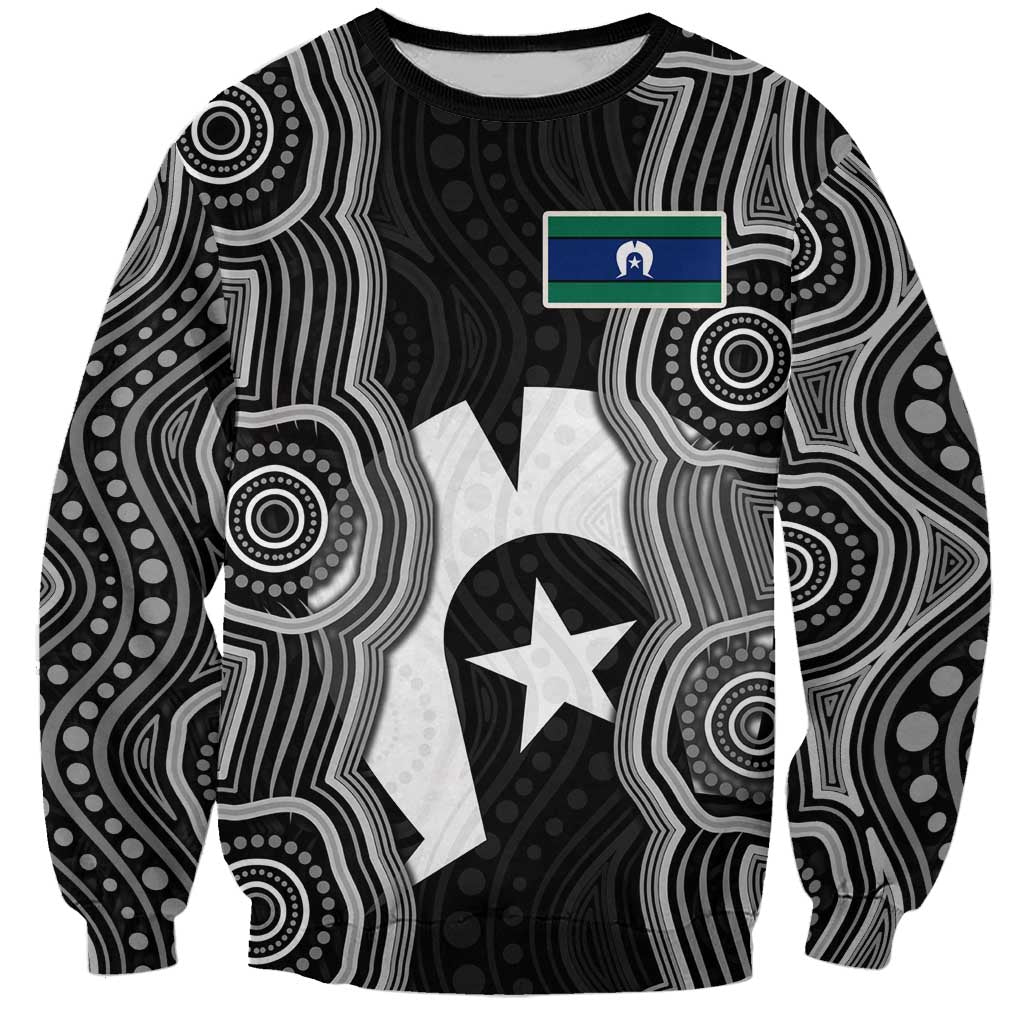 Torres Strait Islander Sweatshirt Flag Feather Headdress Indigenous Dotwork Tribal Art