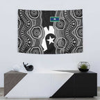 Torres Strait Islander Tapestry Flag Feather Headdress Indigenous Dotwork Tribal Art